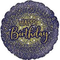 18" Glitter Happy Birthday Foil Helium Balloon - Party Theory SG