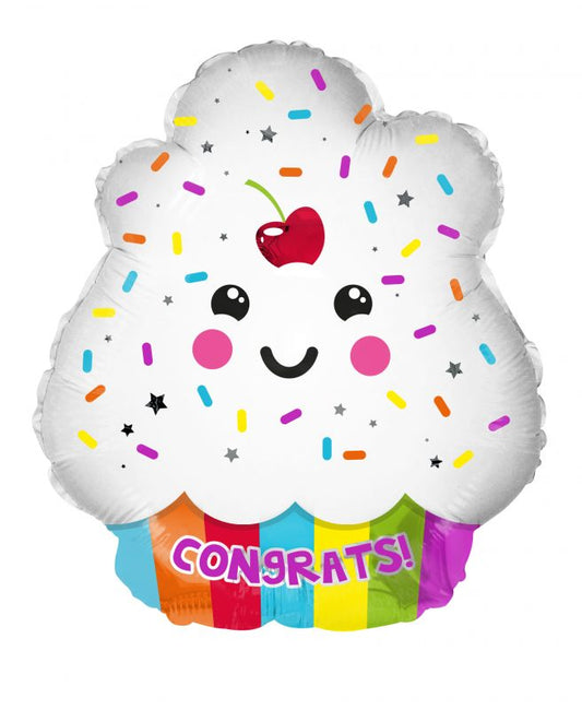 18" Congrats Cupcake Foil Helium Balloon - Party Theory SG