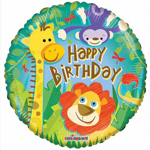 18" Happy Birthday Friendly Jungle themed Foil Balloon - Party Theory SG