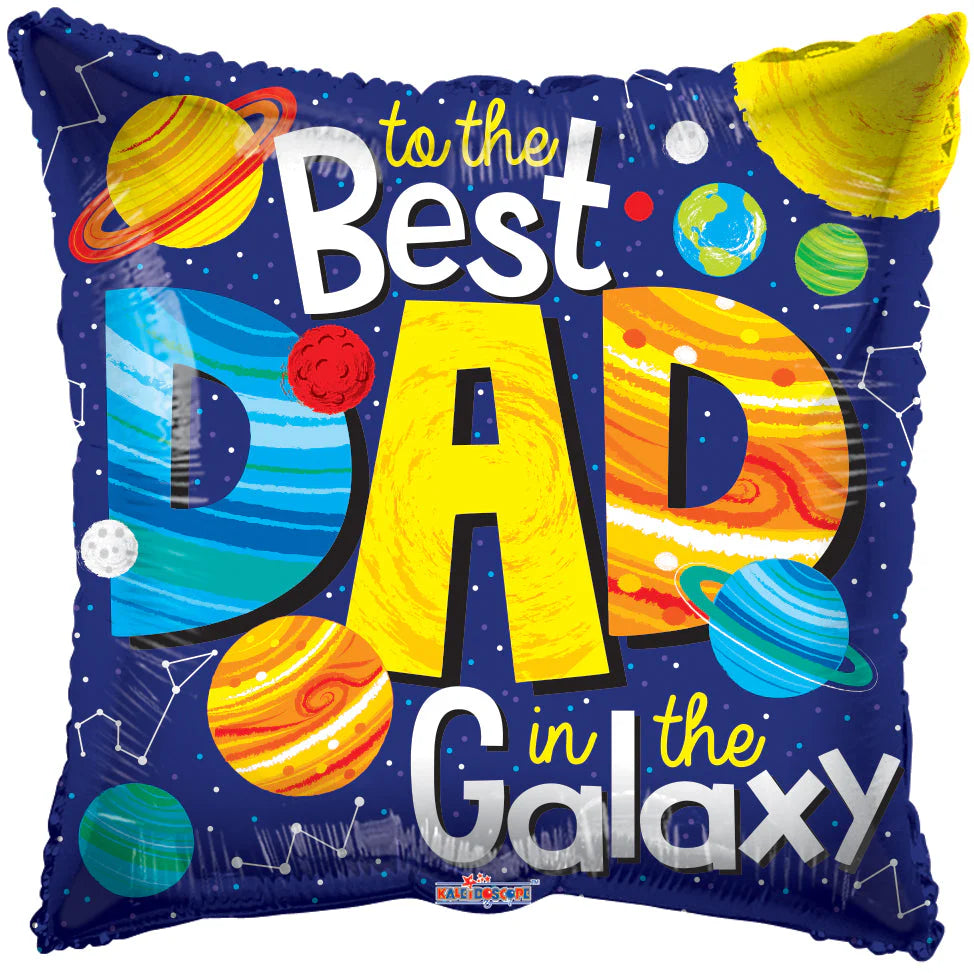 18" Best Dad in the Galaxy Foil Helium Balloon - Party Theory SG