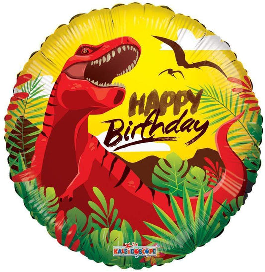 18" Dinosaur Happy Birthday Foil Helium Balloon - Party Theory SG