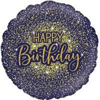 18" Glitter Happy Birthday Foil Helium Balloon - Party Theory SG