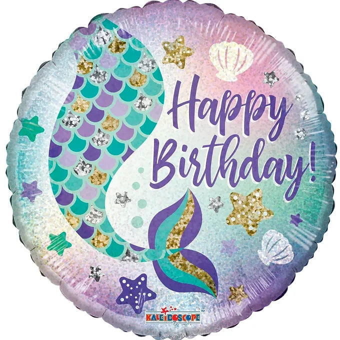 18" Holographic Mermaid Foil Helium Balloon - Party Theory SG