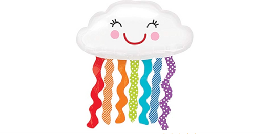 30" Smiling Cloud Rainbow Foil Helium Balloon - Party Theory SG