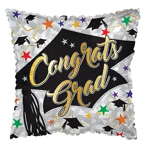 18" Congrats Grad Square Foil Balloon - Party Theory SG