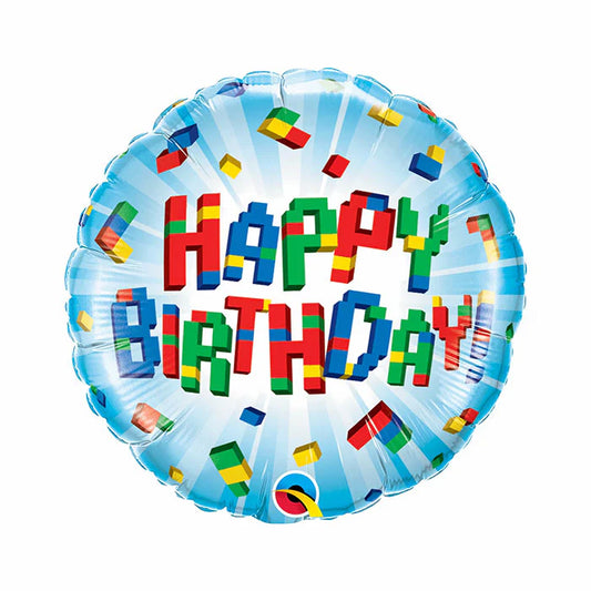 18" Happy Birthday Legos Foil Balloon - Party Theory SG