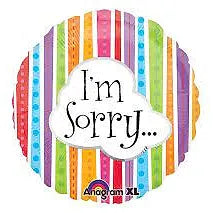 18" I'm Sorry Colourful Lines Foil Helium Balloon - Party Theory SG