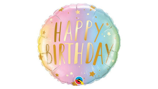 18" Happy Birthday Pastels Ombre Foil Balloon - Party Theory SG