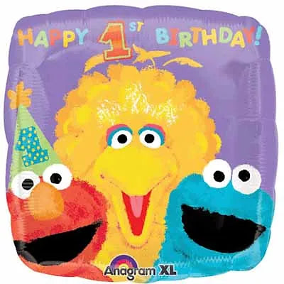 18" Sesame Street Happy 1st Birthday! Foil Helium Balloon - Party Theory SG