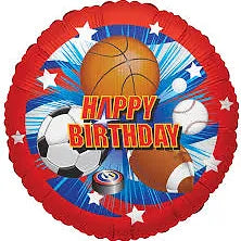 18"Happy Birthday Sports Themed Foil Helium Balloon - Party Theory SG