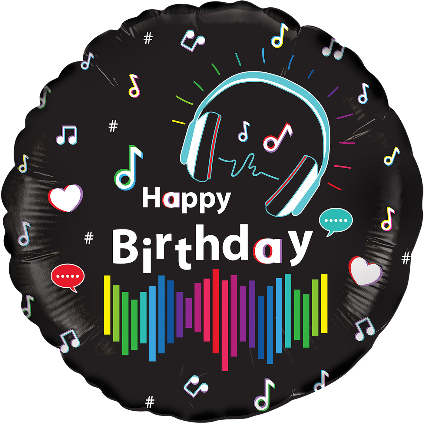 18" Happy Birthday TikTok Inspired Music Foil Helium Balloon - Party Theory SG