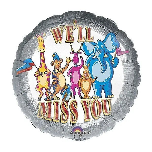 18" We'll Miss You Animals Foil Helium Balloon - Party Theory SG