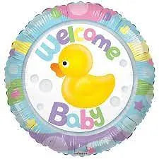 18" Welcome Baby Duckie Foil Helium Balloon - Party Theory SG