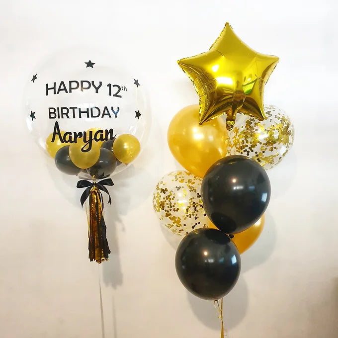 24" Personalised Balloon with Star Foil Helium Balloons Bouquet - Party Theory SG