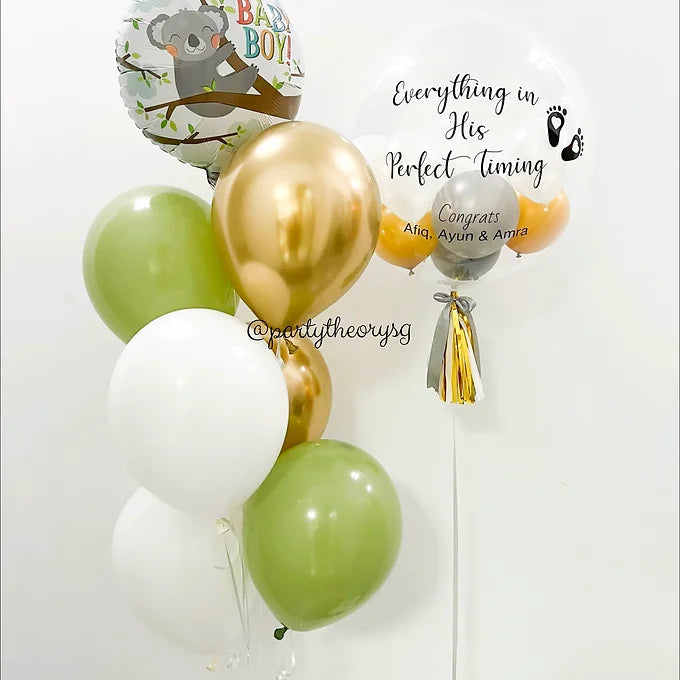 24" Personalised Helium Balloon Set - Baby Shower Theme - Party Theory SG