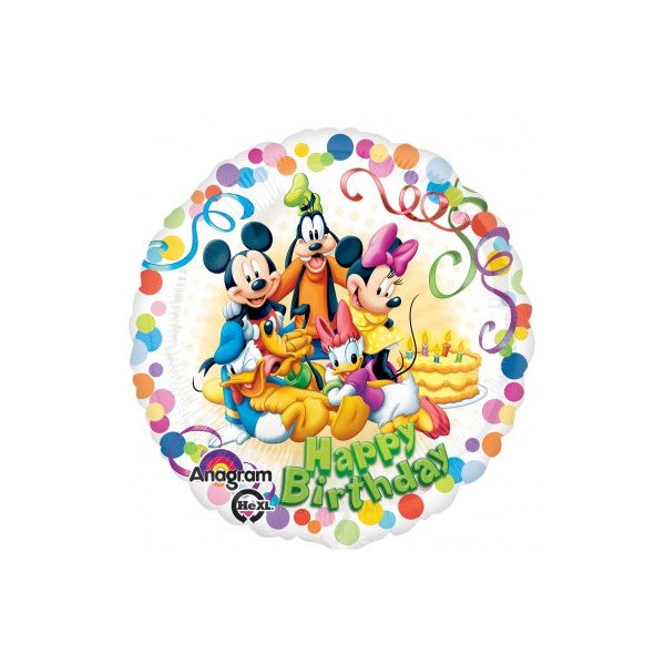 18" Mickey and Friends Happy Birthday Foil Helium Balloon - Party Theory SG