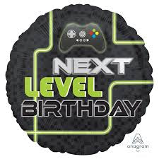 18" Next Level Birthday Black & Green Foil Balloon - Party Theory SG