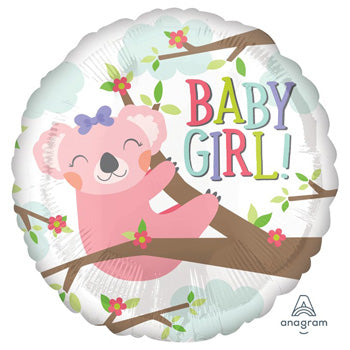 18" Pink Koala Bear Baby Girl Foil Helium Balloon - Party Theory SG