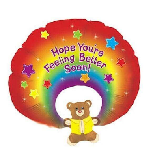 31" Hope You're Feeling Better Soon! Teddy Rainbow Foil Helium Balloon - Party Theory SG