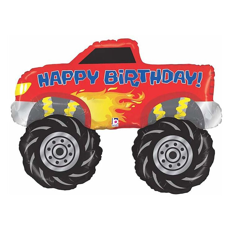 40" Monster Truck Happy Birthday Foil Helium Balloon - Party Theory SG