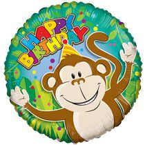 18" Cute Monkey Happy Birthday Foil Helium Balloon - Party Theory SG