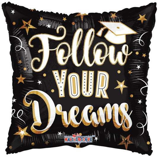 18" Follow Your Dreams Square Foil Helium Balloon - Party Theory SG