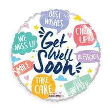 18" Get Well Soon Phrases Foil Helium Balloon - Party Theory SG