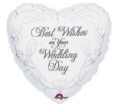 18" Best Wishes on Your Wedding Day Heart Foil Helium Balloon - Party Theory SG